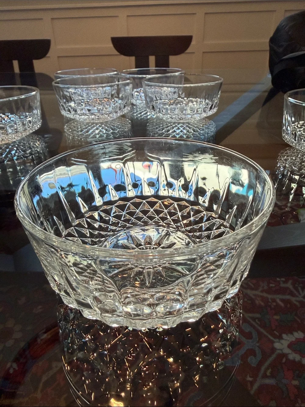 Vintage Arcoroc USA Clear Glass Small Sunburst Bowls - Set of 8.  5” diameter.